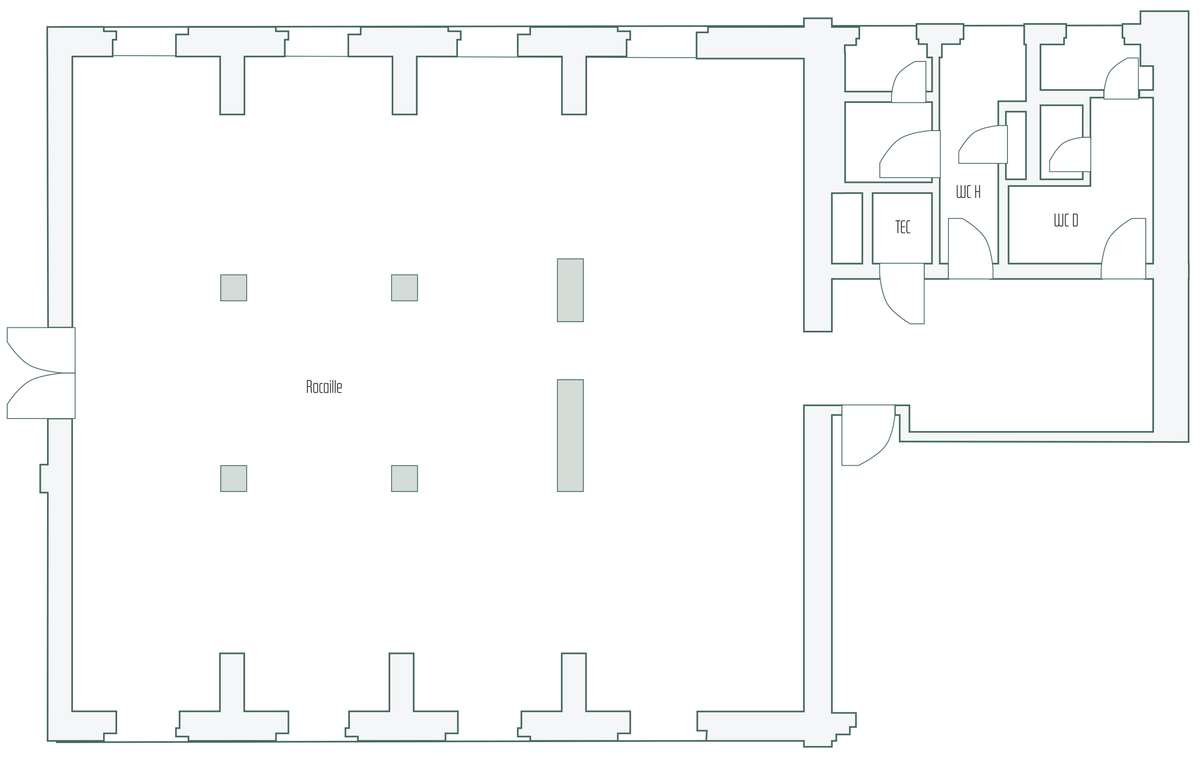 Floor plan with rooms and details of the room layout.